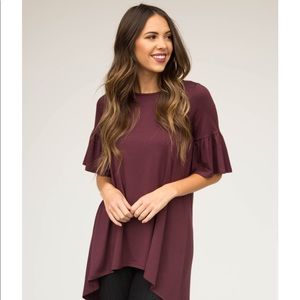 Ruffle sleeve tunic